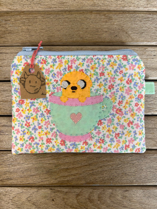 Hand made adventure time Jake the dog in teacup pouch/coin purse
