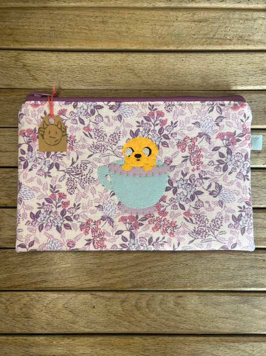 Hand made adventure time Jake the dog in teacup pouch/pencil case