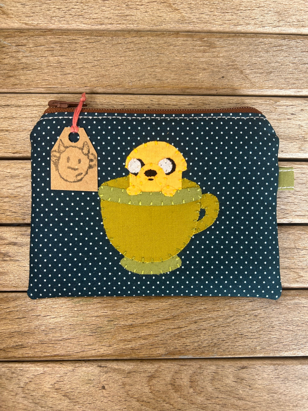 Hand made adventure time Jake the dog in teacup pouch/coin purse