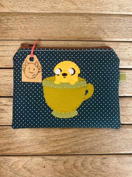 Hand made adventure time Jake the dog in teacup pouch/coin purse
