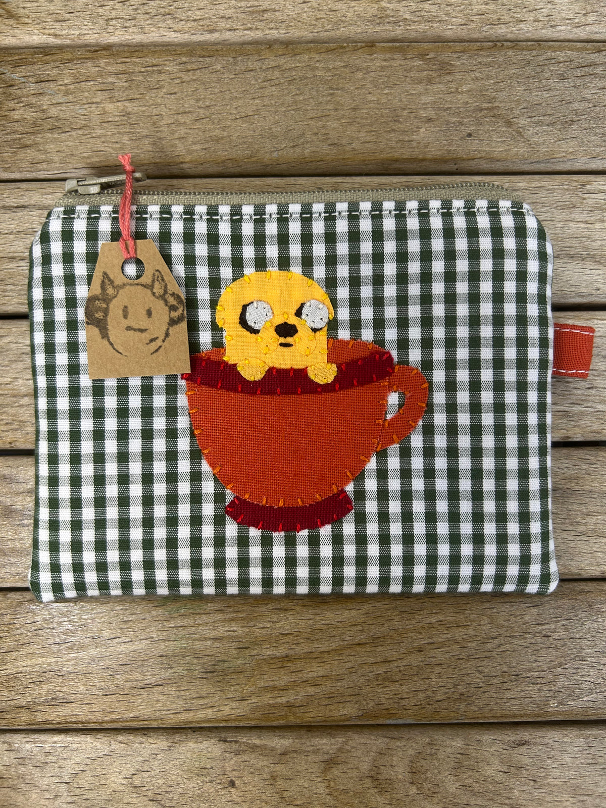 Hand made adventure time Jake the dog in teacup pouch/coin purse