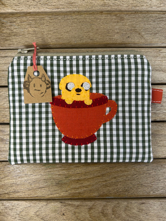 Hand made adventure time Jake the dog in teacup pouch/coin purse
