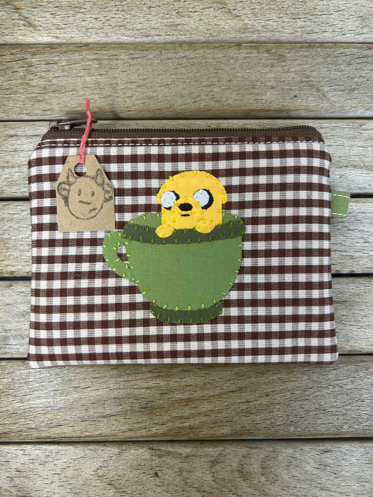 Hand made adventure time Jake the dog in teacup pouch/coin purse