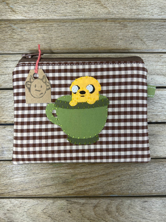 Hand made adventure time Jake the dog in teacup pouch/coin purse