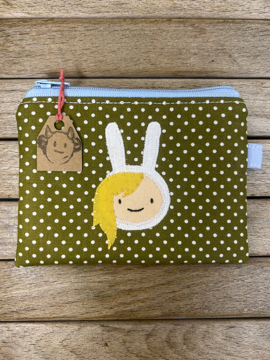 Hand made adventure time fionna the human pouch/coin purse