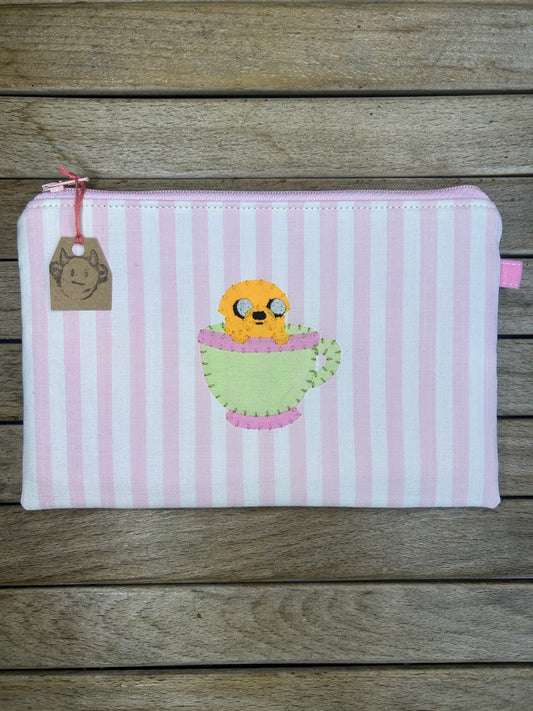 Hand made adventure time Jake the dog in teacup pouch/pencil case